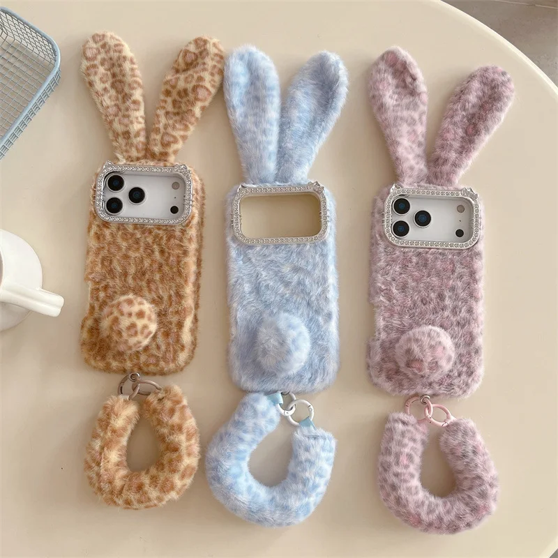Apple Iphone 15 - Cute Cartoon Leopard Print Rabbit Ears