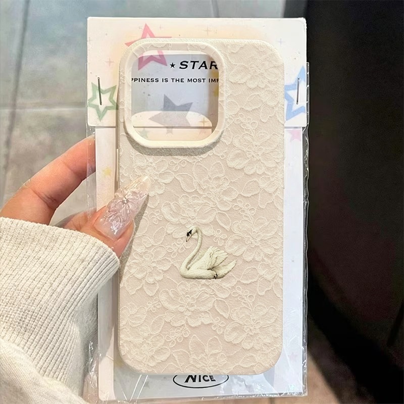 Lace Swan Pattern Lychee Textu - đánh giá và giá Apple Iphone 15